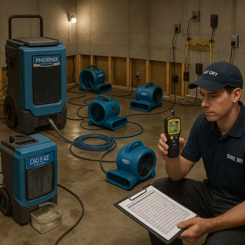 Structural Drying and Dehumidification process in Toro Canyon, CA